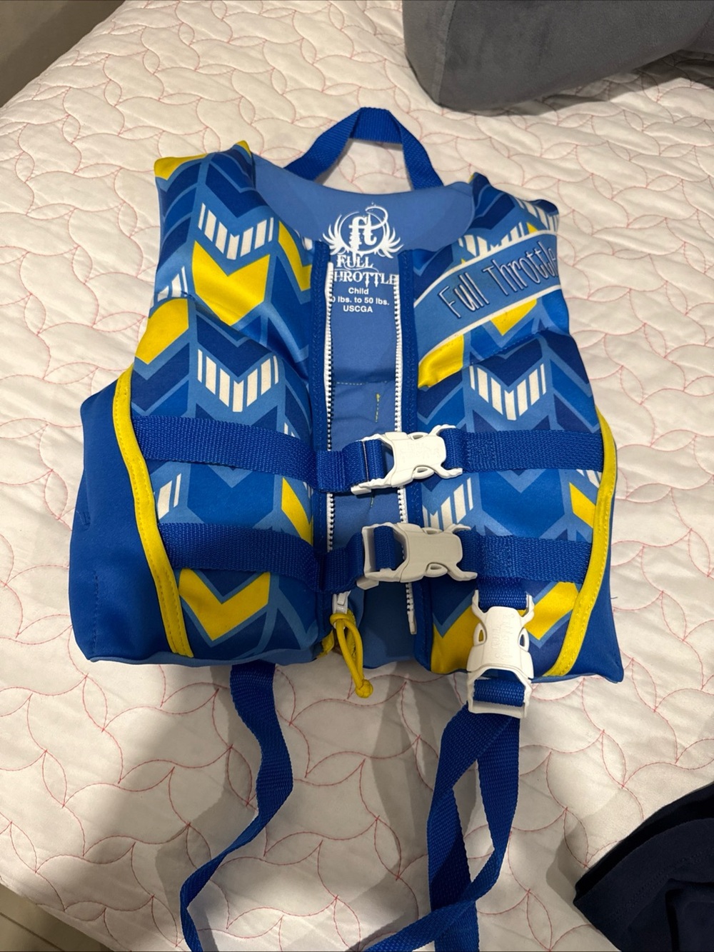 Kids Blue & Yellow Swim Vest One-Piece/ 30 lbs to 50lbs